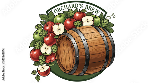 Craft Cider Barrel & Apples Logo - Beverage Industry Design