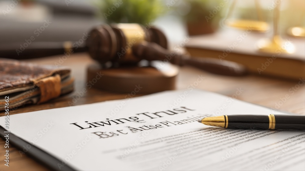 custom made wallpaper toronto digitalLiving Trust Document with Gavel and Pen on Wooden Desk for Estate Planning