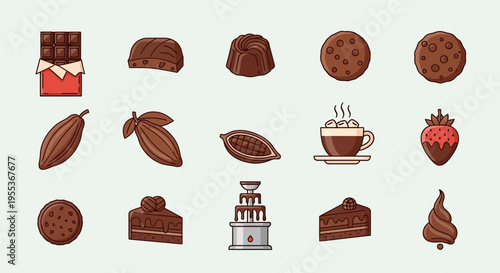 Set of Chocolate Icons and Sweets Elements