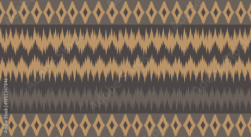 Tribal ethnic seamless pattern featuring zigzags and diamond shapes in earthy tones, perfect for rustic and bohemian designs