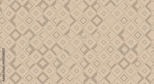 Subtle seamless geometric pattern of light brown diamonds and squares on beige background, minimalist texture, abstract background, subtle design element