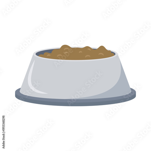 Flat illustrations of various pet feeding bowls and automatic food dispensers