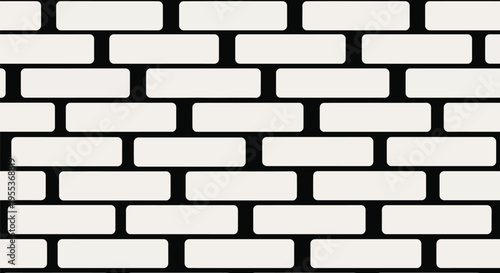 Brick wall pattern seamless background white rectangular bricks on black mortar background texture simple clean design architecture element