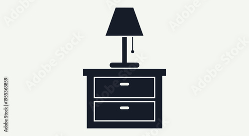 Simple black nightstand with lamp on top minimalistic design home decor concept furniture icon