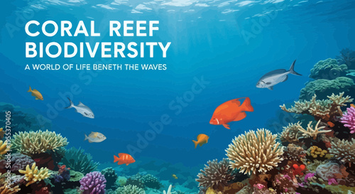 Coral Reef Biodiversity Underwater Scene with Tropical Fish
