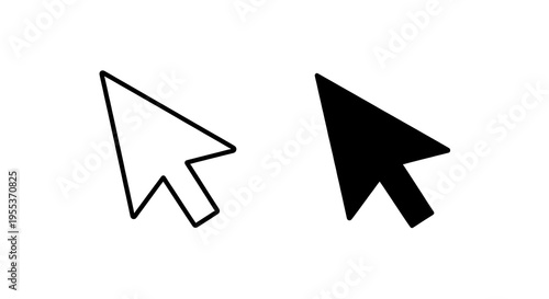 A black and white computer mouse cursor icon PNG isolated on transparent background