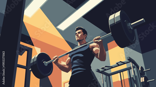 The image captures a focused athlete lifting weights in a well-lit gym, highlighting dedication to fitness and the pursuit of strength and health.