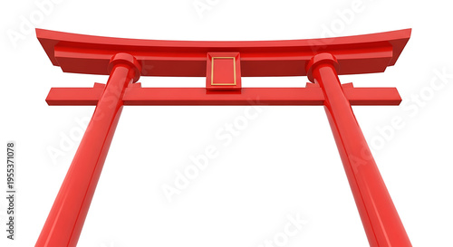 A red japanese torii gate PNG isolated on transparent background