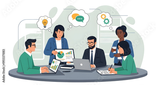 Diverse Team Collaborating in Modern Office 1.