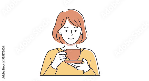Woman holding a cup smiling.
