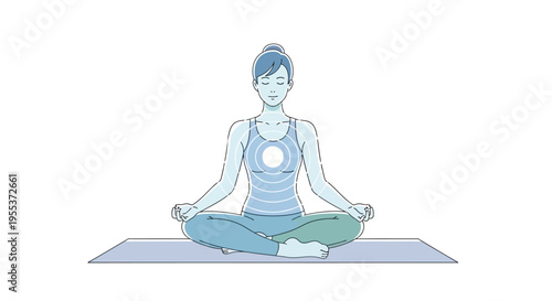 Woman in yoga meditation sitting cross-legged.