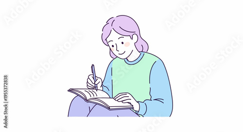 Woman writing in a notebook.