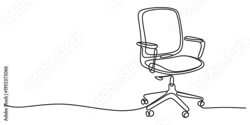 Minimalist single continuous line drawing of an office chair on a plain white background surface Vector, illustration