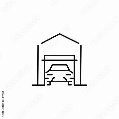 car in garage icon sign vector