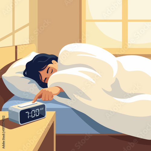 A person peacefully sleeping in a cozy bedroom, capturing the essence of rest, tranquility, and the importance of a good night's sleep for well-being and health.