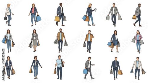 People walking with shopping bags in city streets at daytime