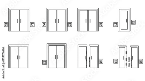 Various cabinet door designs are shown in different configurations and sizes.