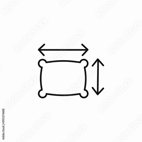 pillow size measurement icon sign vector