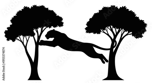 Man jumping between two trees.