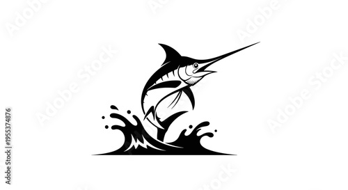 Marlin Fish Jumping Out Water.