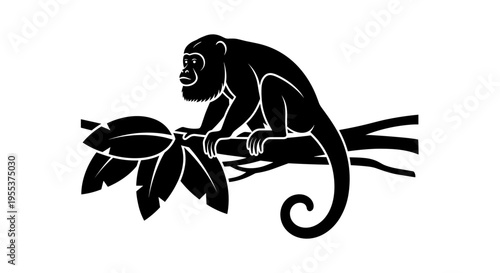 Monkey Sitting on Tree Branch 2.