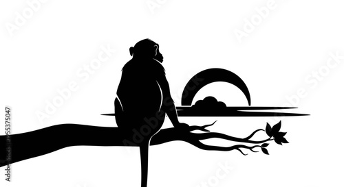 Monkey sitting on tree branch.