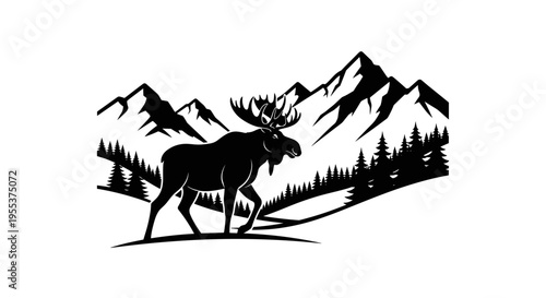 Moose in Mountainous Forest Habitat.