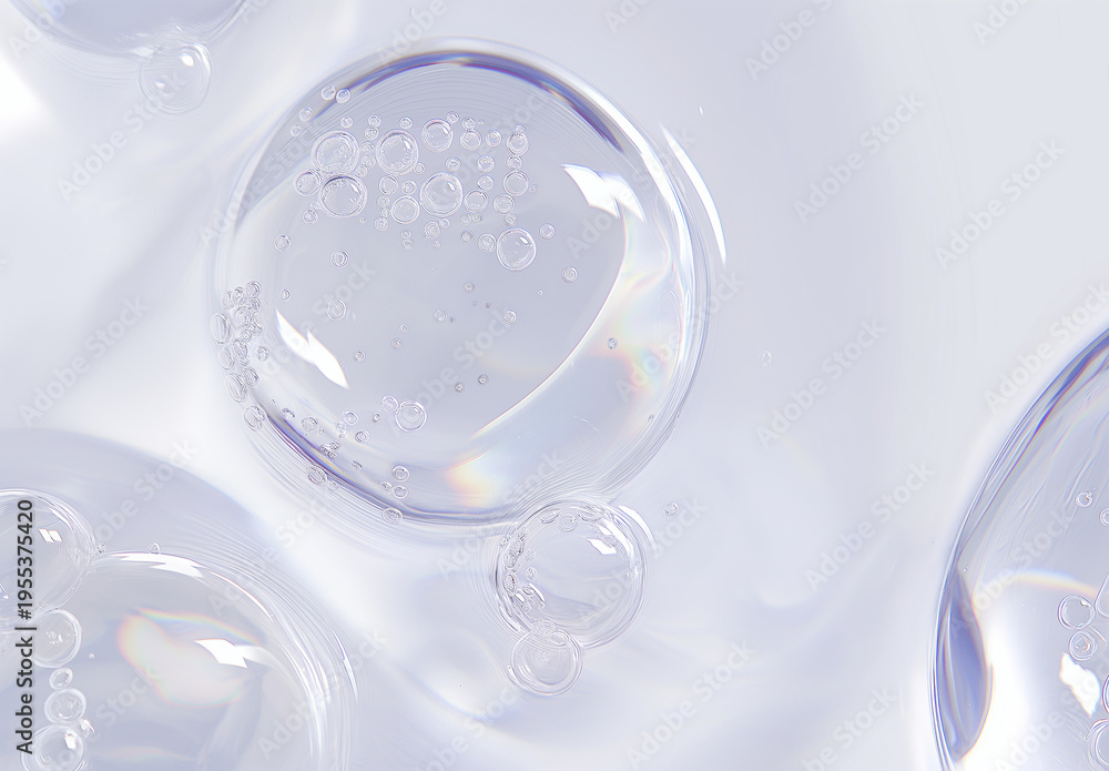 Fototapeta premium Transparent cosmetic bubble texture, skincare serum and hydration concept