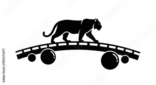Panther on train railway track.