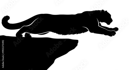 Panther Silhouette in Motion Running.