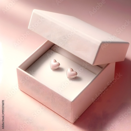 Cute little heart-shaped earrings in a box.