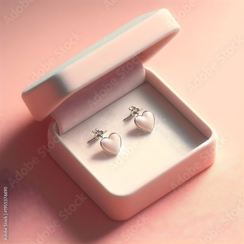 Cute little heart-shaped earrings in a box.
