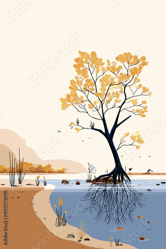 Mangrove Prop Roots in Tidal Shallows