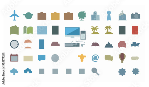 Travel and web icons vector illustration set for apps and websites