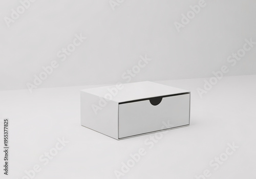 Package blank Sliding drawer white Cardboard Box mockup for corporate branding. 3d render 