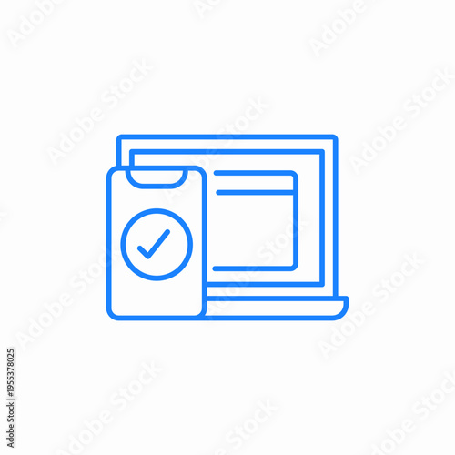 synchronization or connection between mobile device and computer icon sign vector