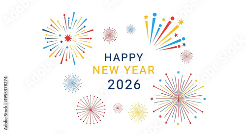 Happy New Year 2026 Celebration with Colorful Fireworks