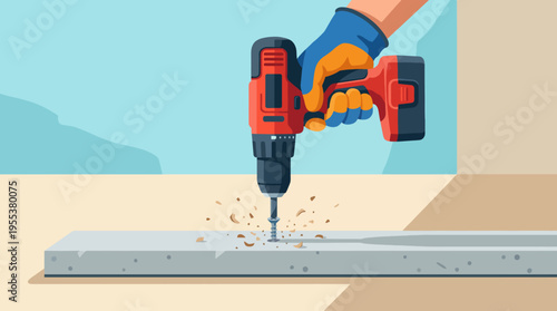 A close-up portrayal of a hand gripping a modern cordless drill, illustrating the act of construction with sparks flying, emphasizing productivity and innovation.