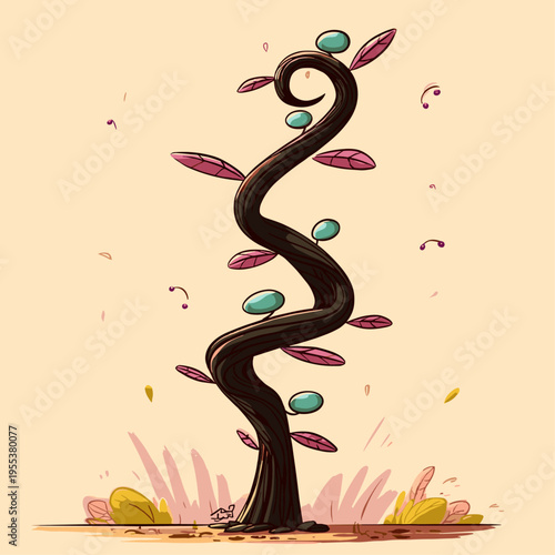 Spiral Alien Vine Stem Botanical Icon