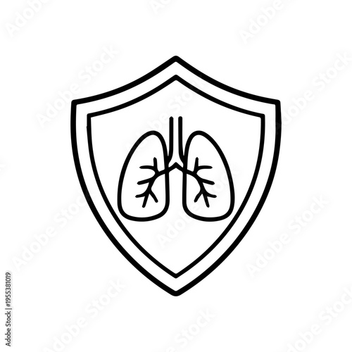 lungs with a shield line icon, outline vector image
Vector line icon on a white background
Health, anatomy