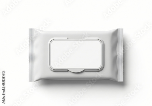 Wet wipes packaging mockup with blank label white background 