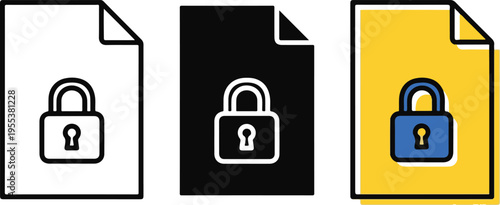 Secure file icons with lock symbols