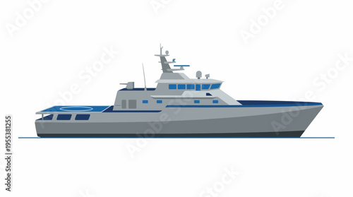 A sleek and modern yacht sails through serene waters, highlighting elegance and luxury, evoking feelings of adventure and relaxation on the open sea.