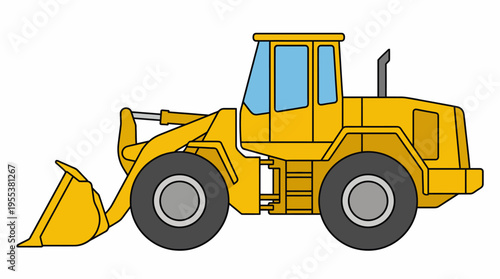 A detailed illustration of a heavy loader showcases its robust design and functionality, representing the strength and capability essential in modern construction and earth-moving tasks.