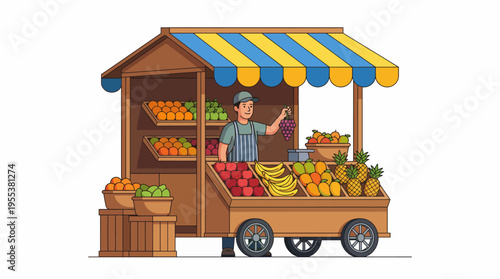 A vibrant fruit stand bursting with fresh produce highlights the joy of healthy eating and community, showcasing the beauty of nature's bounty and lively market atmosphere.