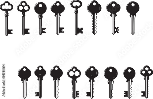 Collection of various keys on a plain background