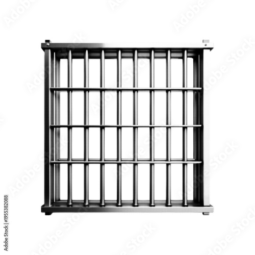 Halftone illustration of prison bars. Black and white dotted jail cell concept isolated on white background.