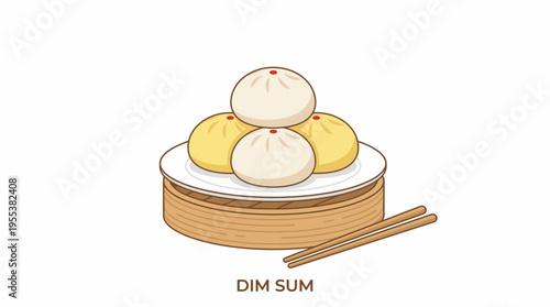 A traditional dish of dim sum is beautifully arranged in a bamboo steamer, showcasing the culinary art and rich flavors of Asian cuisine.