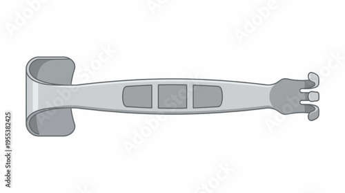 A minimalist gray tool is depicted, featuring unique shapes and an ergonomic design, representing functionality and utility in an artistic yet practical manner.