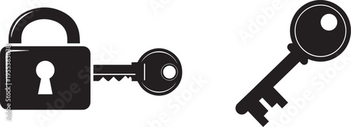 A padlock and key graphic representation
